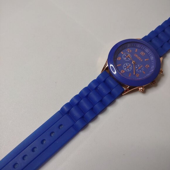 Blue And Gold Tone Geneva Analog Watch - Picture 4 of 13